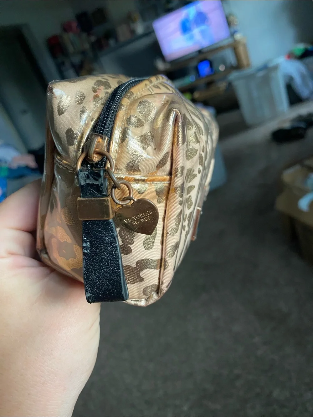 Victoria's Secret Metallic Gold Leopard Cosmetic Pouch
